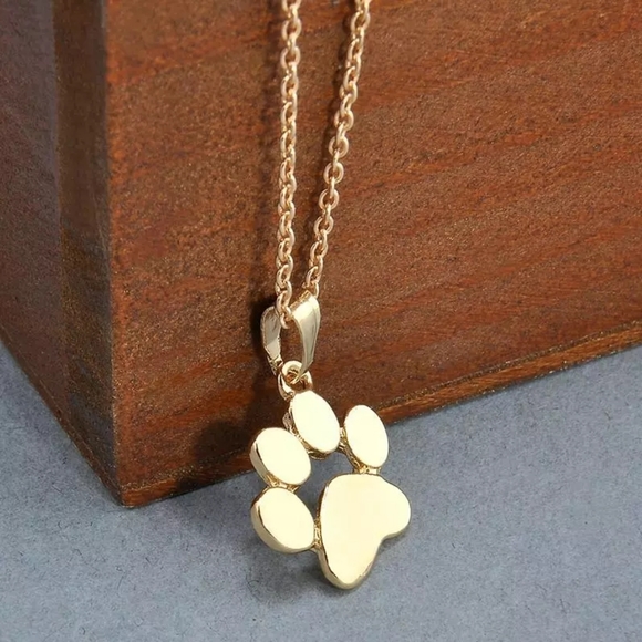Gold Paw Print Necklace - Picture 2 of 7